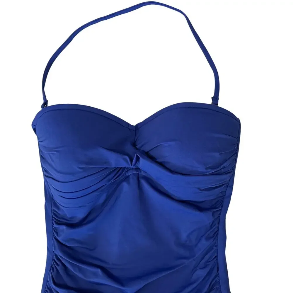 La Blanca Island Goddess Bandeau One Piece Convertible Swimsuit Blue Size 8